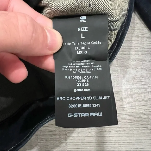 G STAR ARC CHOPPER 3D SLIM JACKET SIZE L Blue